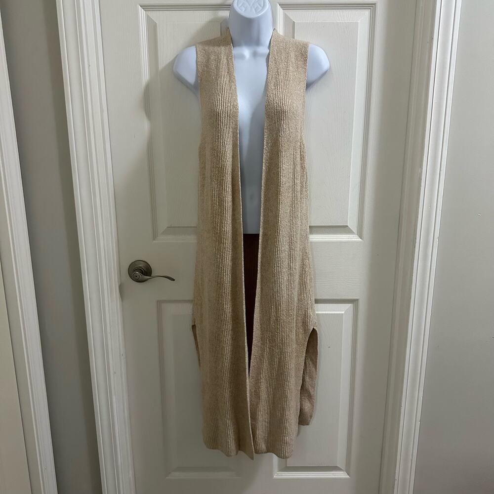 💥London Kaye Long Sleeveless Sweater Vest Women’s XS Tan color boho